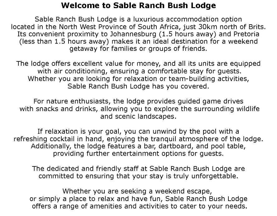 Sable Ranch Bush Lodge