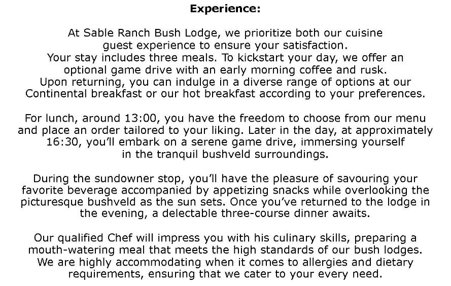 Sable Ranch Bush Lodge